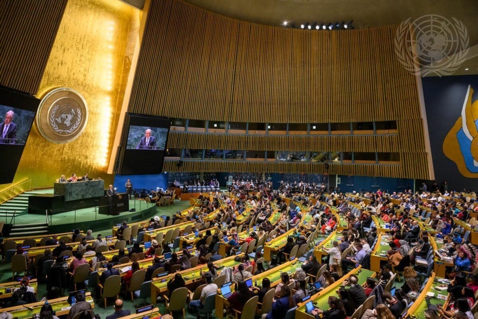 The United Nations General Assembly Hall in New York City, New York, US, April 21, 2025.
