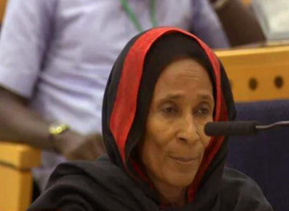 Khadidja Hassan Zidane testifies during the trial of the former dictator of Chad Hissène Habré in Senegal on October 19 and 20, 2015