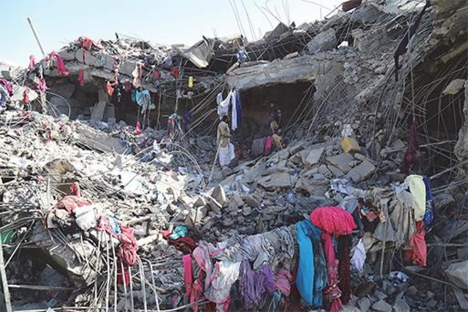 rubble of shops near Religious Endowments Ministry