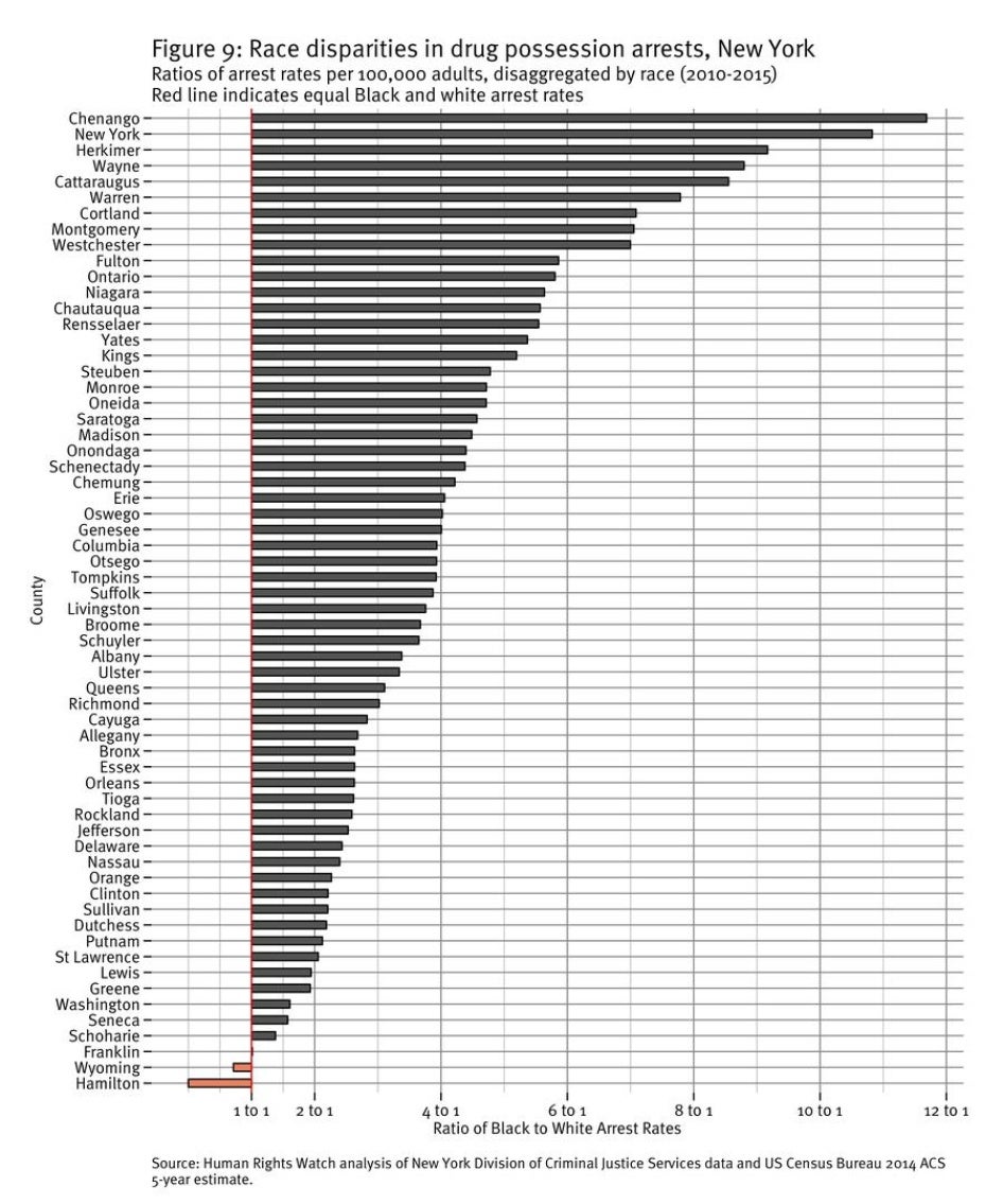 Figure 9: Racial disparities in drug possession arrests in New York 
