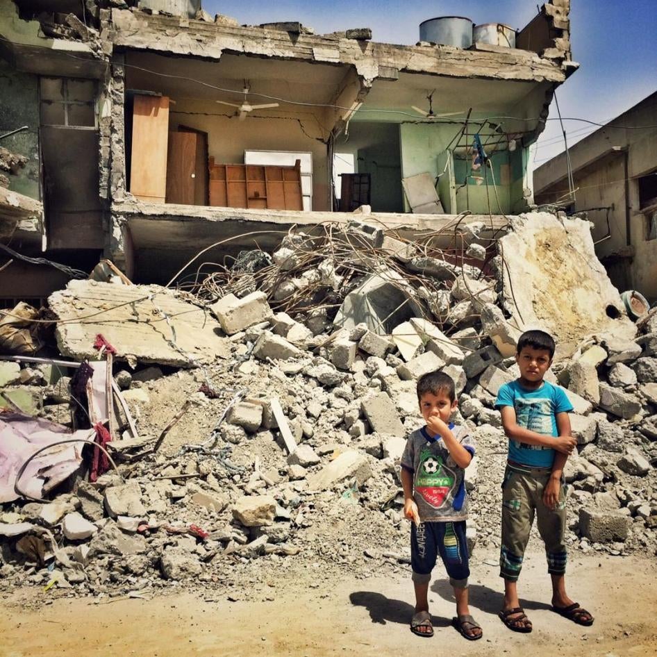 Wadi Hajjar neighborhood in west Mosul. Many families who had fled were forced to return there.