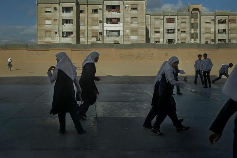 Children displaced by conflict in Benghazi attend schools in Misrata, Libya, November, 2014.