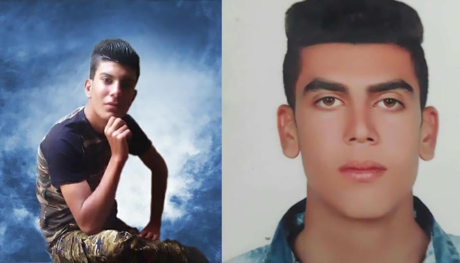 Mehdi Sohrabifar (blue background) and Amin Sedaghat (white background) were executed on April 25, 2019. © Private.