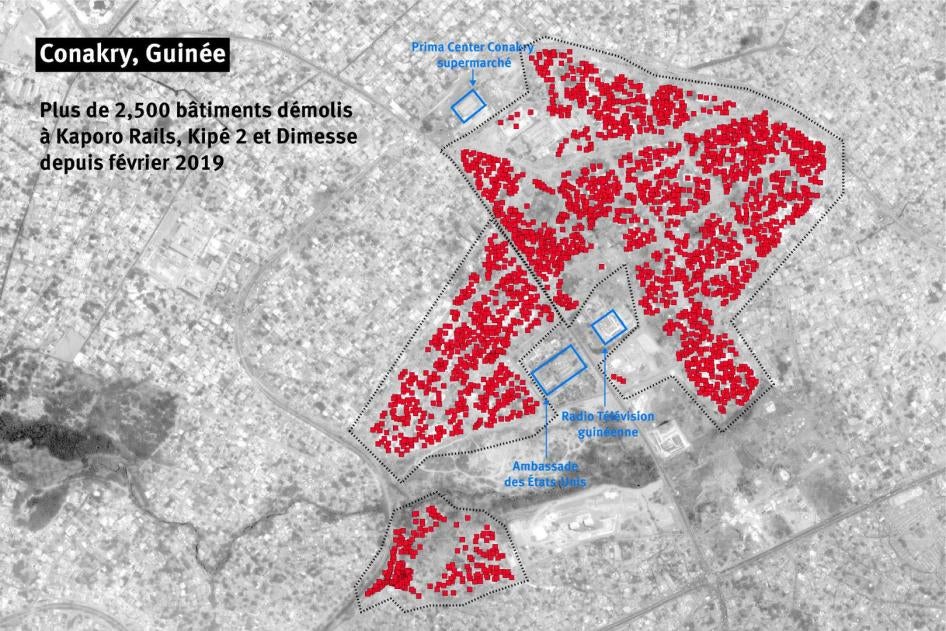 Plus de 2,500 bâtiments démolis à Kaporo Rails, Kipé 2 et Dimesse depuis février 2019.