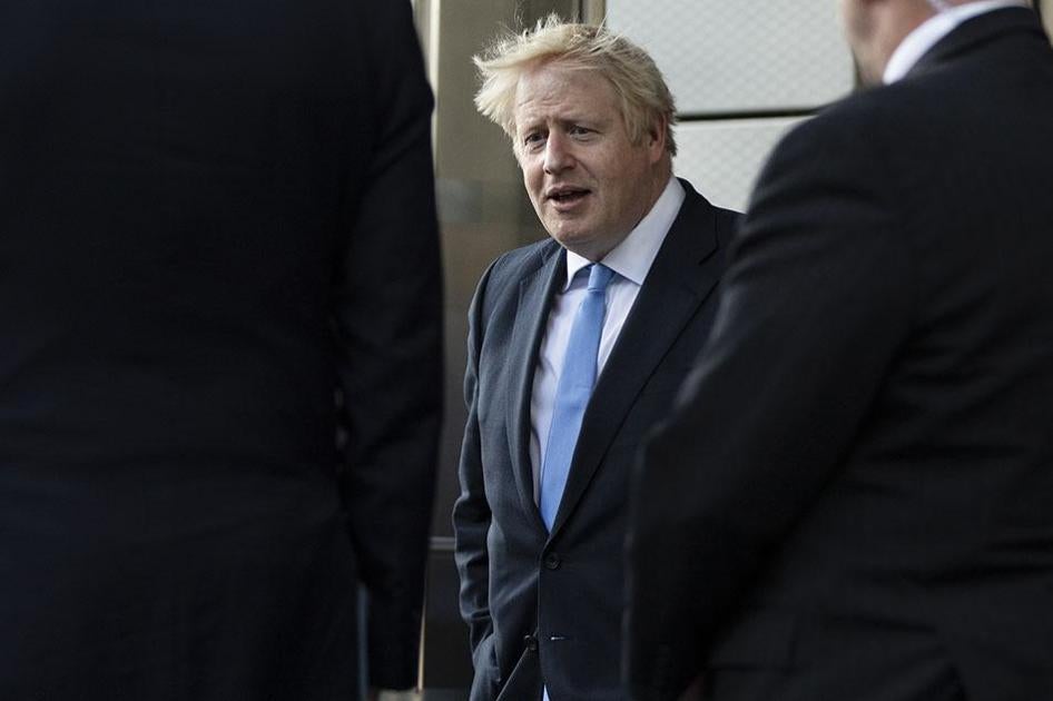 Britain's Prime Minister Boris Johnson departs from Hudson Yards, in New York