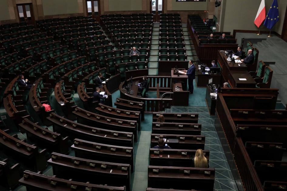 Polish lower house of Parliament, Sejm,  April 15, 2020.