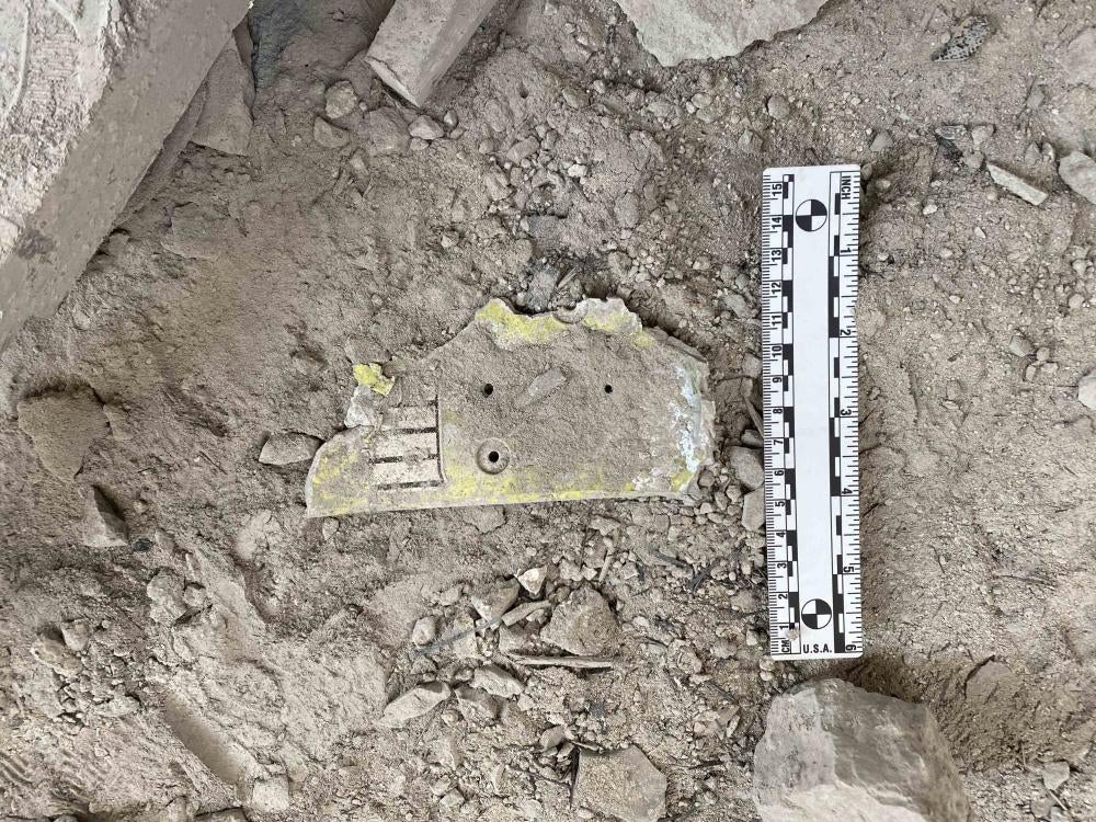 remnant with alpha-numeric codes and a data plate 