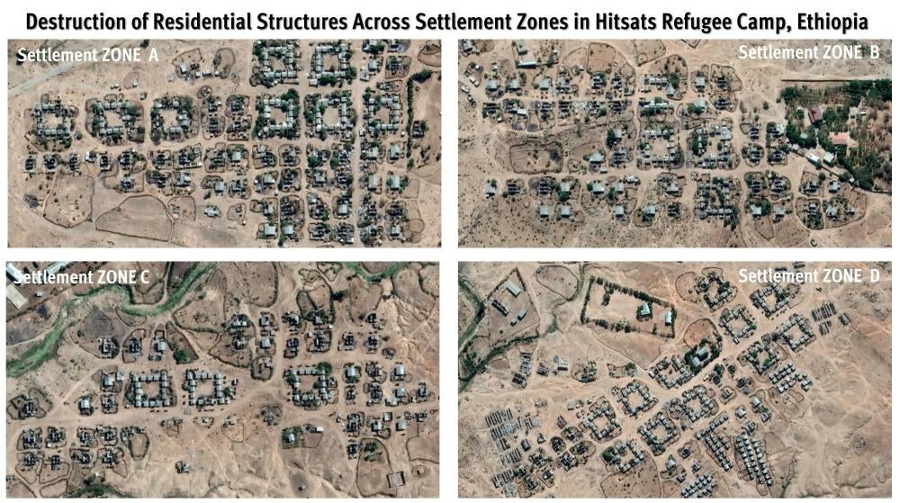 A combination of four aerial satellite graphics