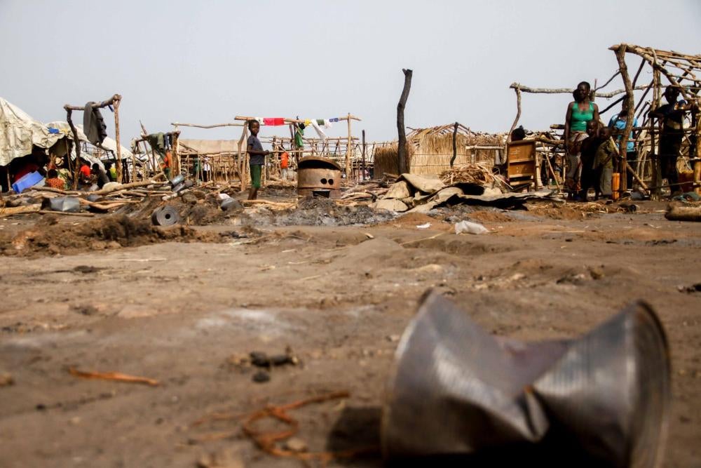 Le camp de déplacés « MINUSCA » à Kaga-Bandoro, le 9 avril 2017. Pour les personnes atteintes de troubles physiques ou sensoriels, le camp est un endroit dangereux pour la santé