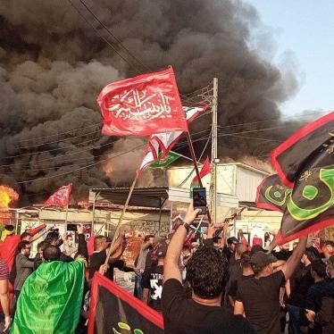 The office of Dijlah TV station in Baghdad was badly damaged after it was torched by protesters on August 31, 2020.