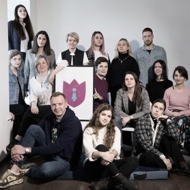 The staff of Nasiliu.net center, an awareness-raising group that provides assistance to domestic violence survivors.  