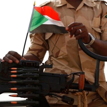 A Sudanese soldier from the Rapid Support Forces or RSF stands on his vehicle during a military-backed tribe's rally in the East Nile province, Sudan on June 22th, 2019.