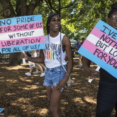 Participants in the National Trans Visibility March in downtown Orlando, Florida on October 9, 2021. © 2021 Sipa USA via AP