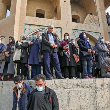 Iranians gather during a protest after their province's river dried up due to drought and diversion, in the central city of Isfahan, on November 19, 2021.