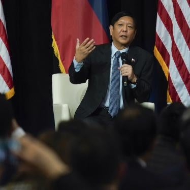 Philippine President Ferdinand Marcos speaking at the New York Stock Exchange. 