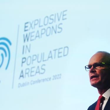 Ireland’s Minister for Foreign Affairs Simon Coveney speaking at the Explosive Weapons in Populated Areas Conference.