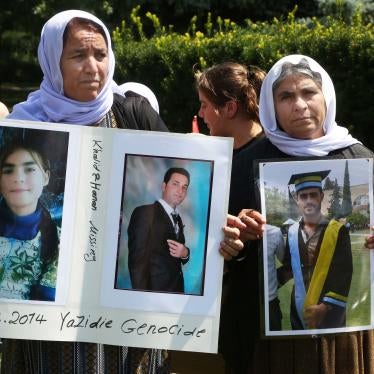 Members of the Yazidi community from Iraq who escaped persecution by ISIS hold a rally outside Queen's Park in Toronto, Canada, August 4, 2019.