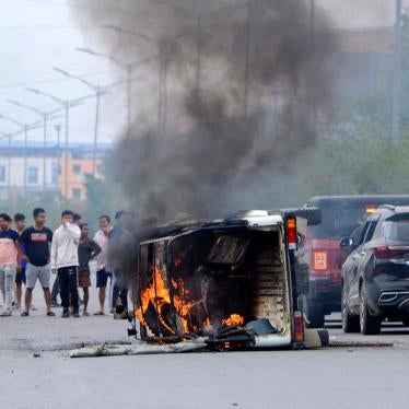 A vehicle burned during ethnic violence in Imphal, Manipur, India, May 4, 2023.