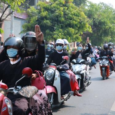 Lawyers in Myanmar protesting the military coup in Mandalay, February 15, 2021.