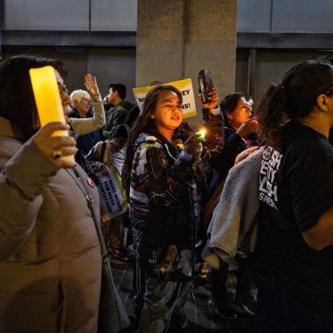 Community members march after gathering at a vigil against deportations a day after Trump is sworn in, Los Angeles, California, US, January 21, 2025.