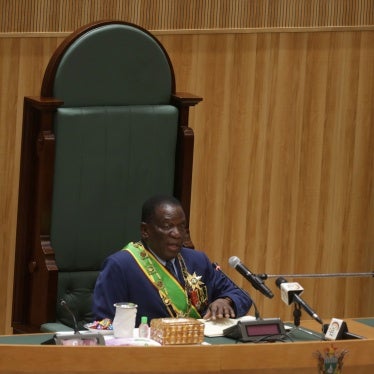 Zimbabwean President Emmerson Mnangagwa delivers his State of the Nation address to parliament, in Harare, October 3, 2023.