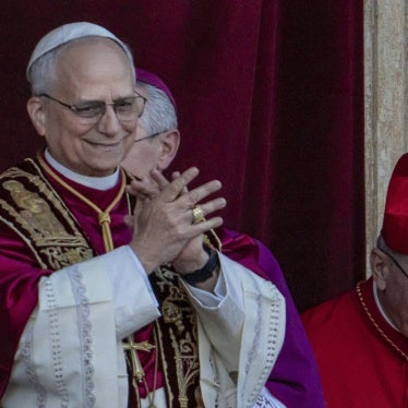 The new Pope Leo XIV on the central loggia of St. Peter's Basilica at the Vatican, May 8, 2025.