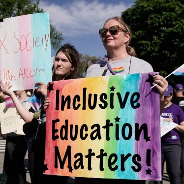 Supporters of LGBTQ rights demonstrate outside the US Supreme Court, as the court hears oral arguments in the Mahmoud v. Taylor case, in Washington, DC, April 22, 2025. 