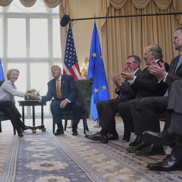European Commission President Ursula von der Leyen (L) and US President Donald Trump shake hands after reaching a trade deal in Turnberry, Scotland, July 27, 2025. 