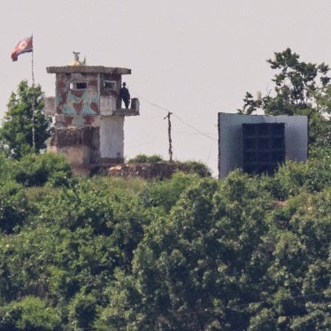 A North Korean soldier on a watch tower on the edge of the demilitarized zone dividing North Korea and South Korea, June 12, 2025.