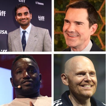 Collage of comedians participating in the Saudi Comedy Festival