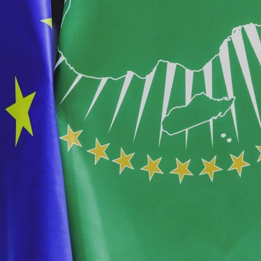 Flags of the African Union and the European Union 