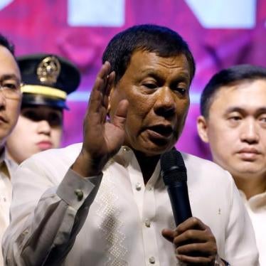 Philippine President Rodrigo Duterte speaks to protesters after he delivered his State of the Nation address at the Congress in Quezon city, Metro Manila Philippines July 24, 2017.