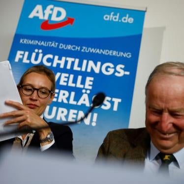 AFD candidates Alexander Gauland and Alice Weidel attend a news conference in Berlin, Germany September 18, 2017.