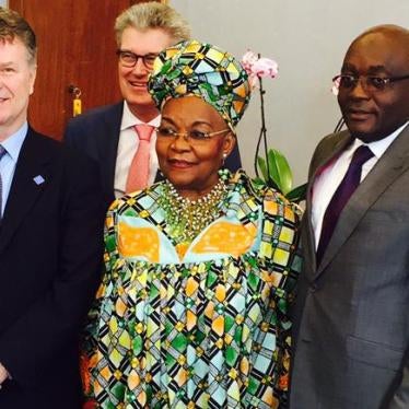 Alice Nkom and Michel Tongue with Boris Dittrich, who presented them with the prestigious Dutch Geuzenpenning Award, March 13, 2017