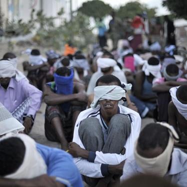 Photo of Somali children blindfolded.