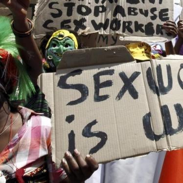Sex workers wearing masks lead a march to mark International Sex Workers Rights Day in Johannesburg March 3, 2011