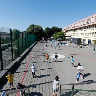 Children in the playground of a European School in Brussels. 