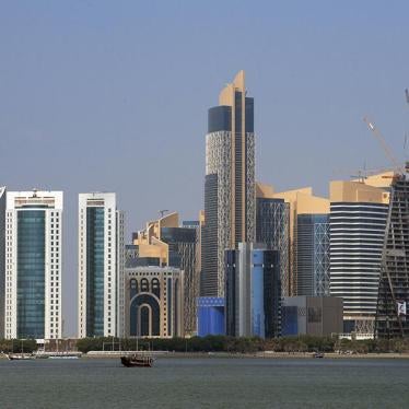 Skyline with the skyscrapers in the financial area of Doha, the capital of Qatar. © 2017 Sergi Reboredo/AP Images