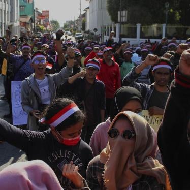 A number of residents gathered during a peaceful solidarity action for Papua and West Papua in the Zero Point Region of Yogyakarta Indonesia, Monday, September 2, 2019.