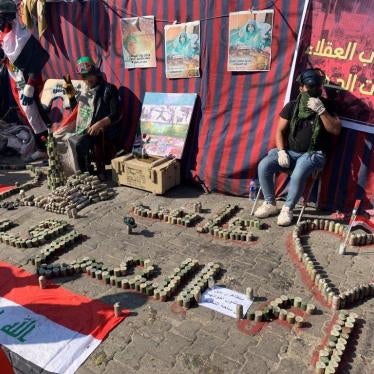 Protesters in Tahrir Square arrange the tear gas canisters that security forces fired at them in Tahrir Square in different patriotic constellations.