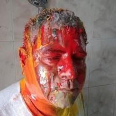 Gamal Eid after the December 29, 2019 assault in Cairo, Egypt in which he was beaten and had paint thrown at him. 