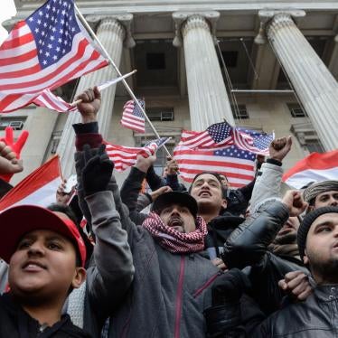 People participate in a Yemeni protest against President Donald Trump's travel ban in New York City, US, Feb. 2, 2017. 