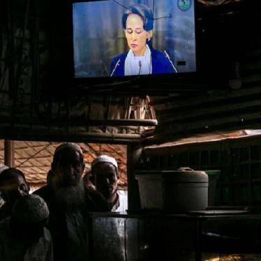 Rohingya refugees watch ICJ proceedings at a restaurant in a refugee camp on December 12, 2019 in Cox's Bazar, Bangladesh.