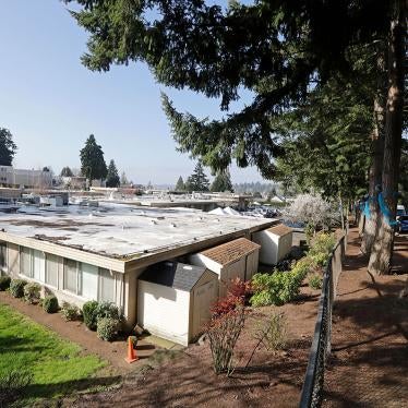 The single-story Life Care Center, a facility in Kirkland, Washington, March 18, 2020.